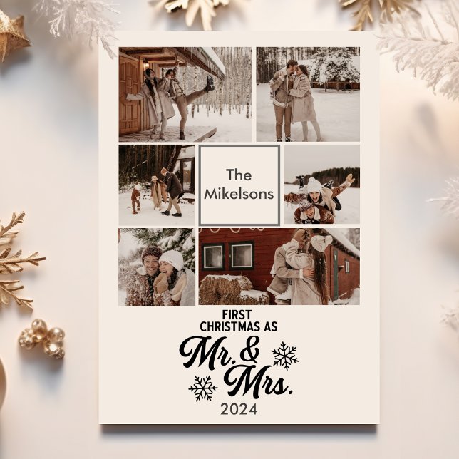 6 Photos First Christmas as Mr and Mrs Holiday Card (Creator Uploaded)