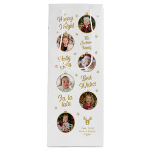 6 Photos White Ornaments Christmas Wine Gift Bag