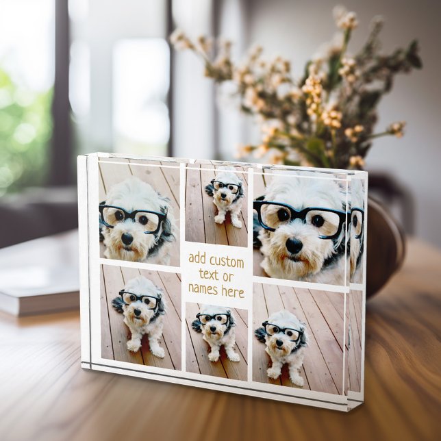 6 pic Collage Minimalist - Gold and White Grid Photo Block (Add 6 photos to this personal photo block. )