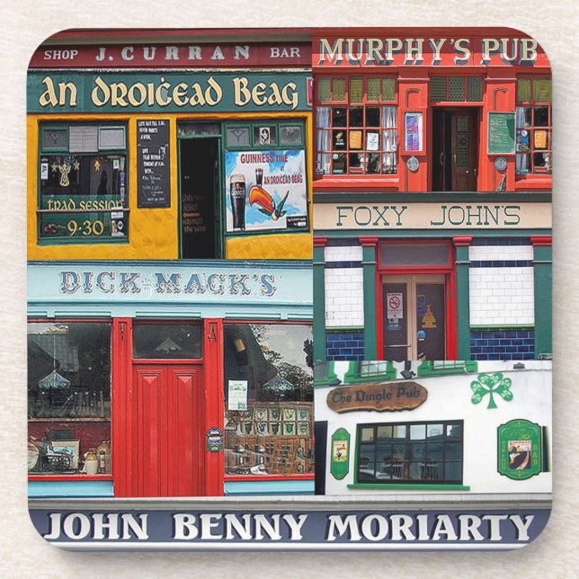 6 Plastic Irish Pubs Coasters, Dingle, Ireland Coaster (Front)