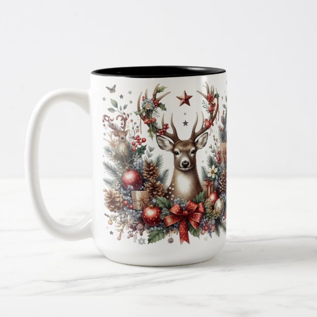 6 Point Antler Buck Deer Christmas Mug Cup (Left)
