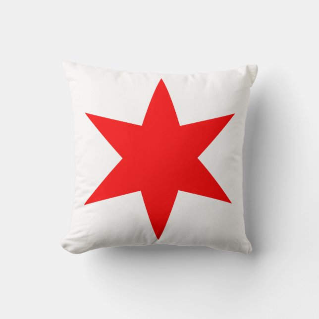 6-Pointed Chicago Flag Red Star Cushion (Front)