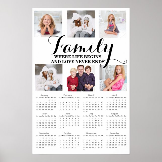 6 Portrait Family Quote 2025 Calendar Poster (Front)