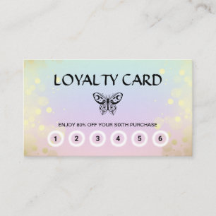 *~* 6 Punch Butterfly Moth Magic Rainbow Pastel Loyalty Card