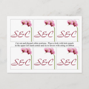 6 Purple Orchid Wedding Favour Tags Postcard
