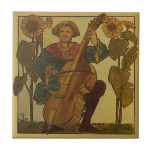 #6 Repro Copeland Medieval Minstrels Music Theme Ceramic Tile