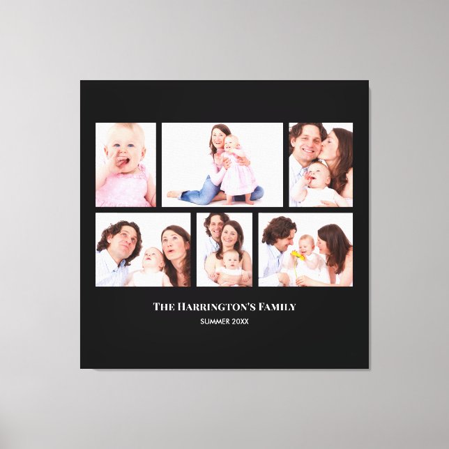 6 Sections Custom Photo Black Frames Canvas Print (Front)