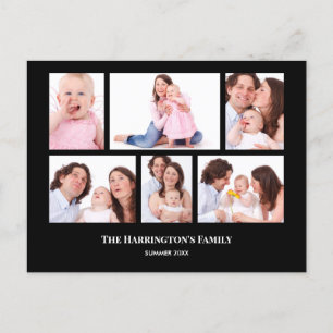 6 Sections Custom Photo Black Frames Postcard