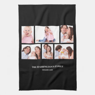 6 Sections Custom Photo Black Frames Tea Towel