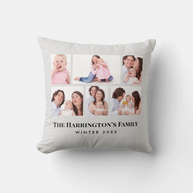 6 Sections Custom Photo Minimalist Grey Frames Cushion (Front)