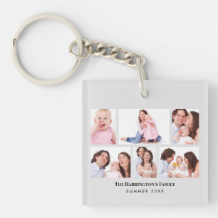 6 Sections Custom Photo Minimalist Grey Frames Key Ring