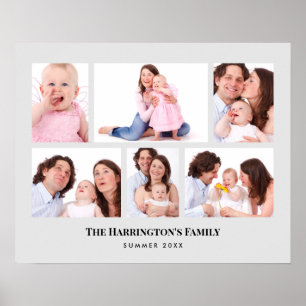 6 Sections Custom Photo Minimalist Grey Frames Poster