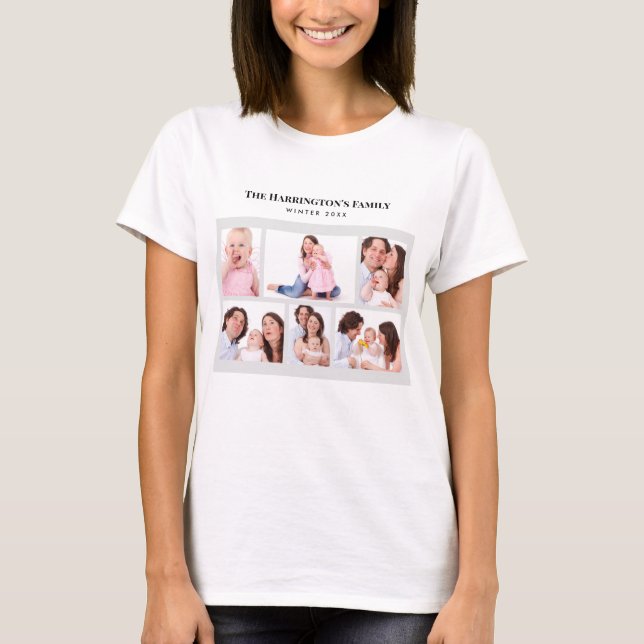 6 Sections Custom Photo Minimalist Grey Frames T-Shirt (Front)