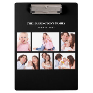 6 Sections Custom Photo Simple Elegant Black Frame Clipboard
