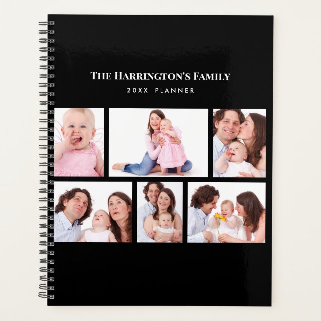 6 Sections Custom Photo Simple Elegant Black Frame Planner (Front)
