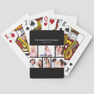 6 Sections Custom Photo Simple Elegant Black Frame Playing Cards