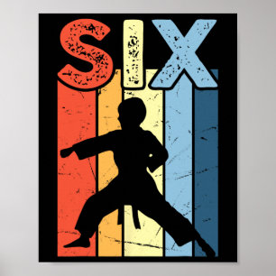 6 Six Karate Lover 5th Birthday 6 Year Old Martial Poster