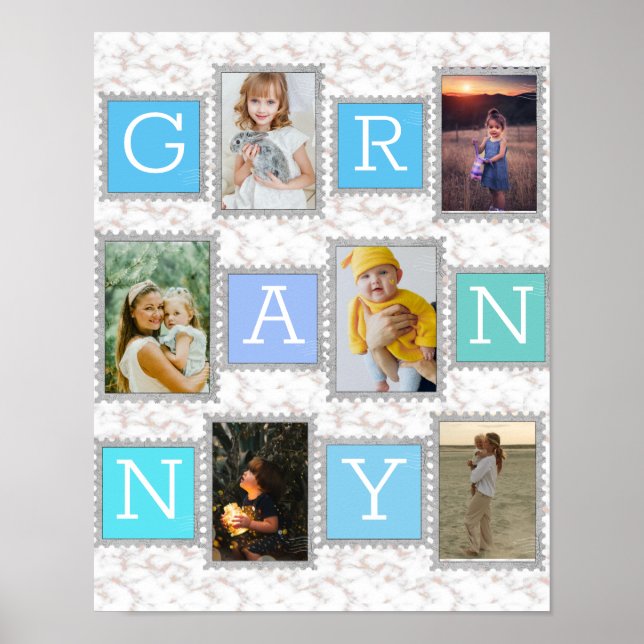 6 Six Photo Collage Cute Baby Family Love Granny Poster (Front)
