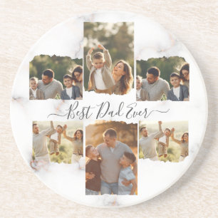 6 Six Photo Modern Elegant Collage Family Love Coaster