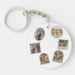 6 Six Photo Modern Elegant Collage Family Love Key Ring