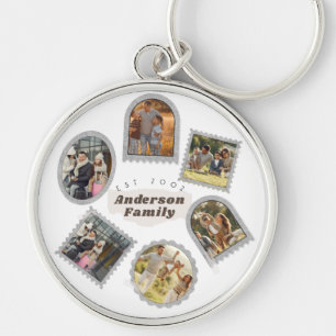 6 Six Photo Modern Elegant Collage Family Love Key Ring