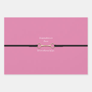6" Snaffle Bit & Reins with Custom Text Pink Wrapping Paper Sheet