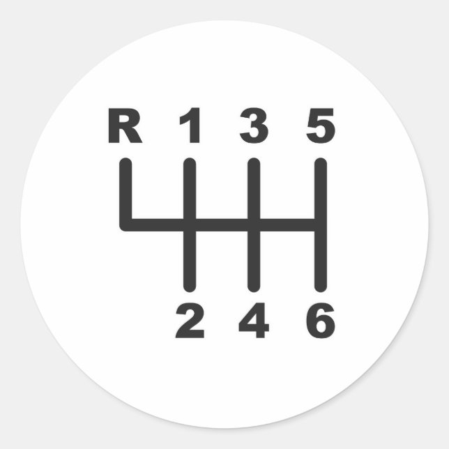 6 Speed Shift Gate Classic Round Sticker (Front)