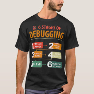 6 Stages Of Debugging Bug Coding Computer Software T-Shirt
