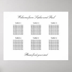 6 Table Elegant Minimalist Seating Chart