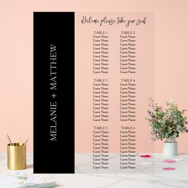 6 Table | Elegant Modern Wedding Seating Chart (Wedding)