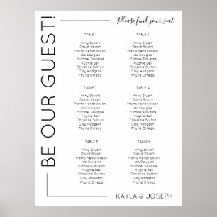 6 table Minimalist Wedding seating chart template