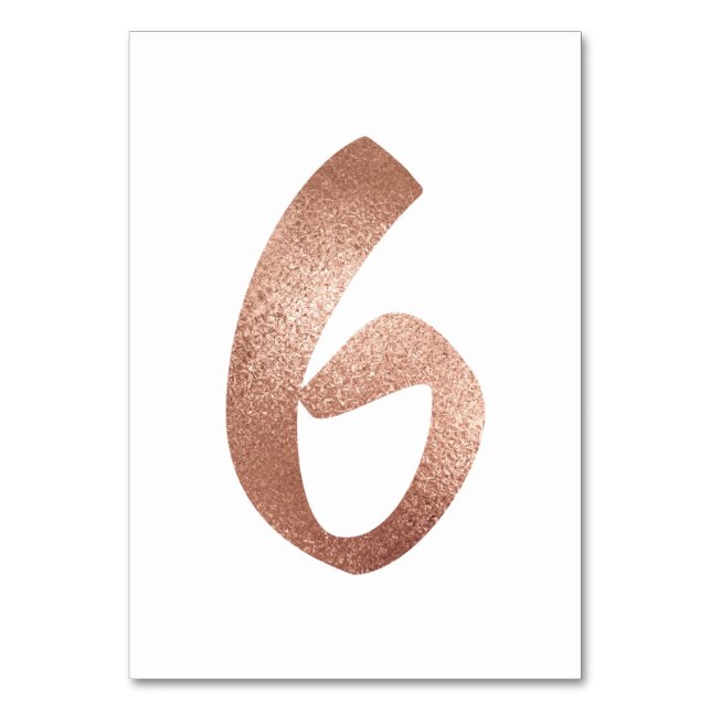 6 Table  Number White Metallic Pink Rose Gold (Front)