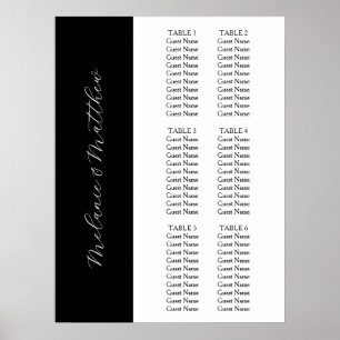 6 Table   Simple Elegant Wedding Seating Chart 