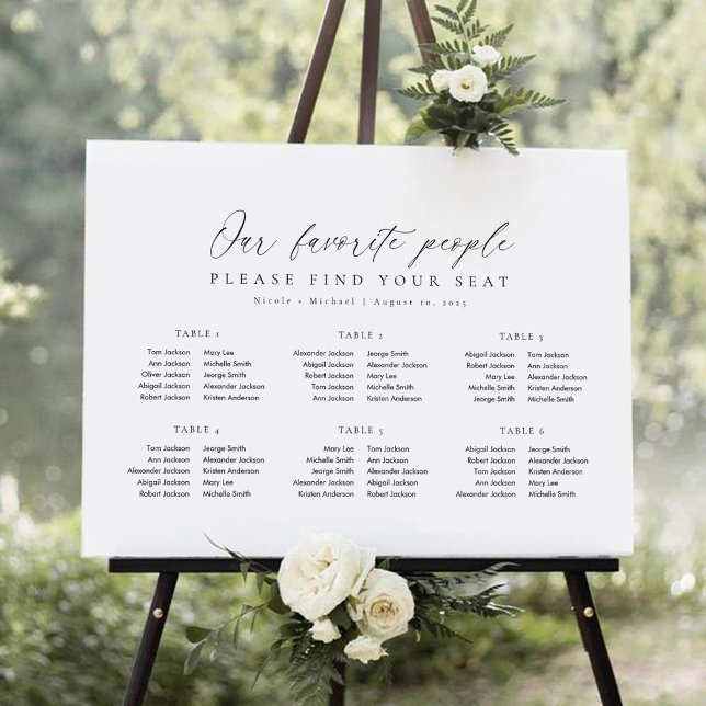6 Tables Our Favourite People Seating Chart Plan (Creator Uploaded)
