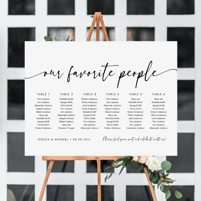 6 Tables Our Favourite People Seating Chart Plan (Creator Uploaded)