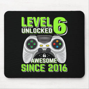 6 Unlocked Awesome 2016 Video Game 6th Birthday Gi Mouse Pad