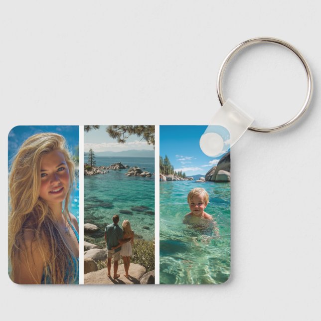 6 Vertical Strip Boho Photo Collage Key Ring (Front)