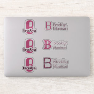 6 waterproof Pink Monogram Name Kids Window Laptop