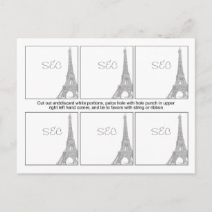 6 Wedding in Paris Favour Tags Postcard