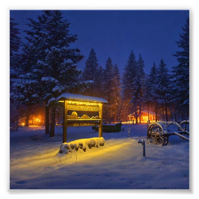 6"x6" Photo Print || B&B Night Scene (Front)