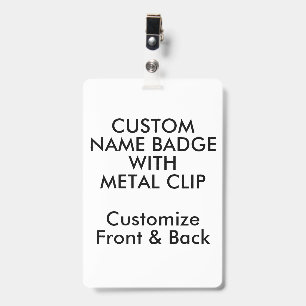 6" x 4" Custom Name Badge with Metal Clip Blank ID Badge