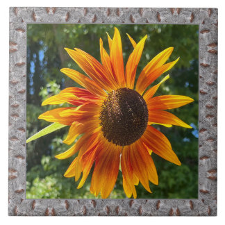 6"x 6" Ceramic Tile with Cheerful Orange Sunflower