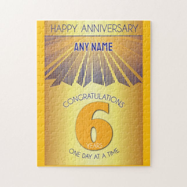 6 Year | AA 12 Step Anniversary Personalised Jigsaw Puzzle (Vertical)