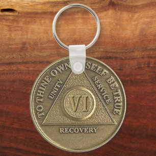 6 Year CUSTOM NAME Sober Medallion Key Ring