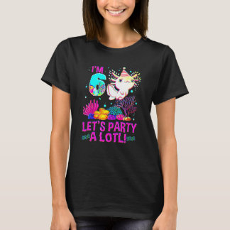 6 Year Old  6th Birthday Axolotl  Boys Girls T-Shirt