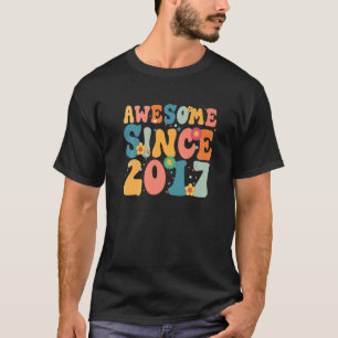 6 Year Old Awesome Since 2017 6th Birthday Girl W T-Shirt