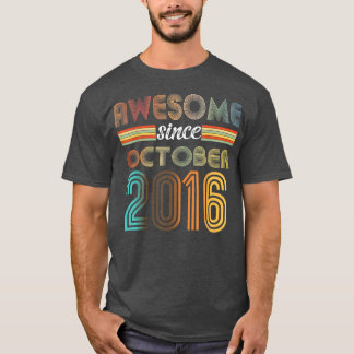 6 Year Old Awesome Since October 2016 6th Birthday T-Shirt