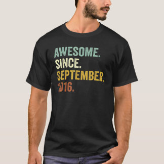 6 Year Old Awesome Since September 2016 6th Bday T-Shirt