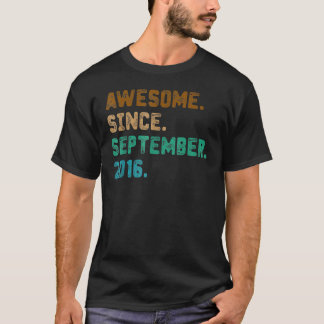6 Year Old Awesome Since September 2016 6th Birthd T-Shirt