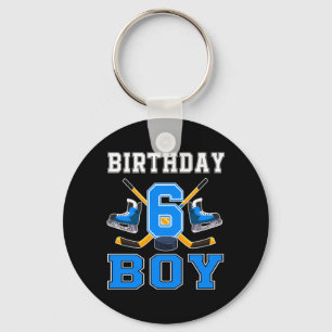 6 Year Old Birthday Boy Ice Hockey 6th Party Key Ring